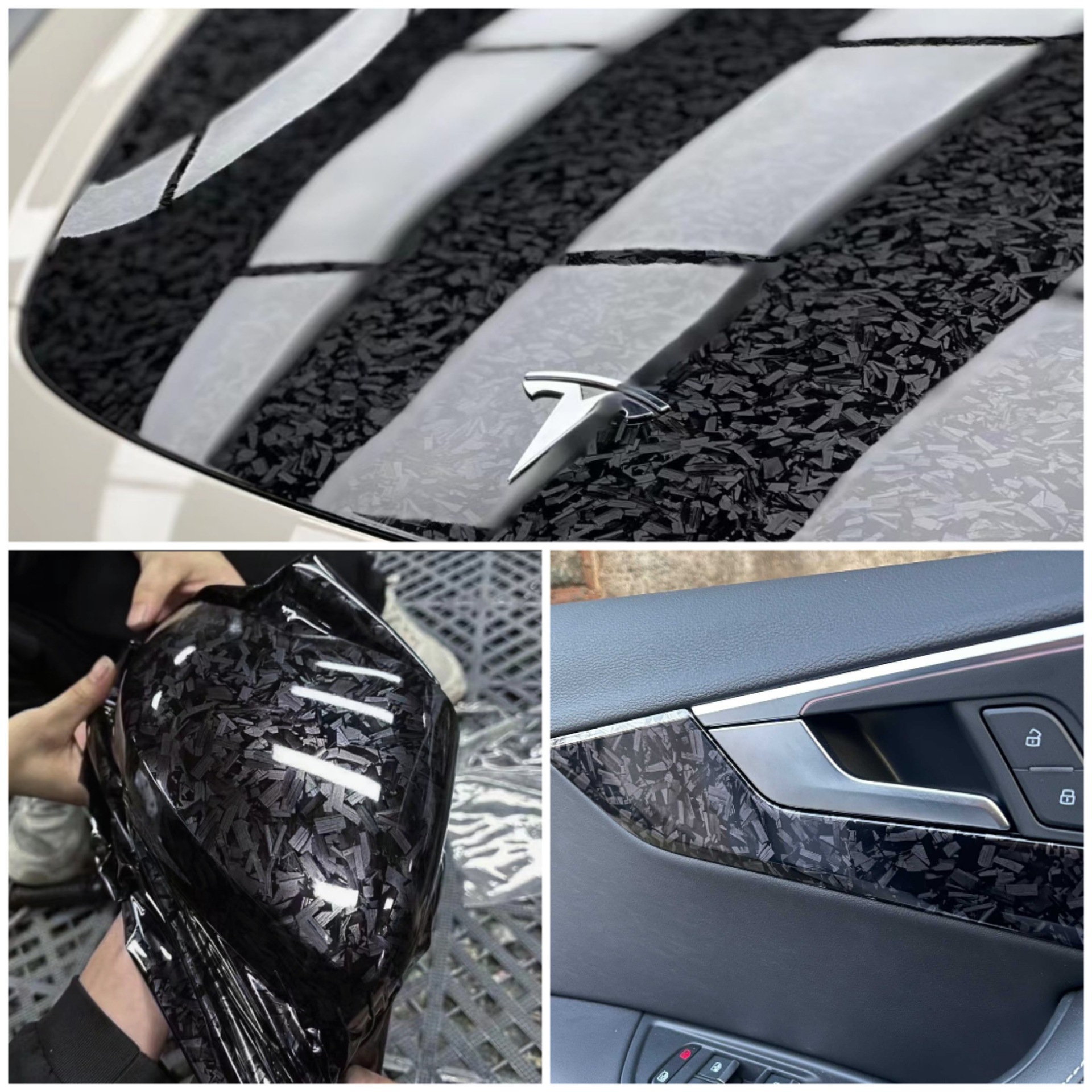 Glossy Black PET Forged Carbon Fiber Vinyl Wrapping Film DIY Styling Car Wrap Stickers For Motorcycle Bicycle