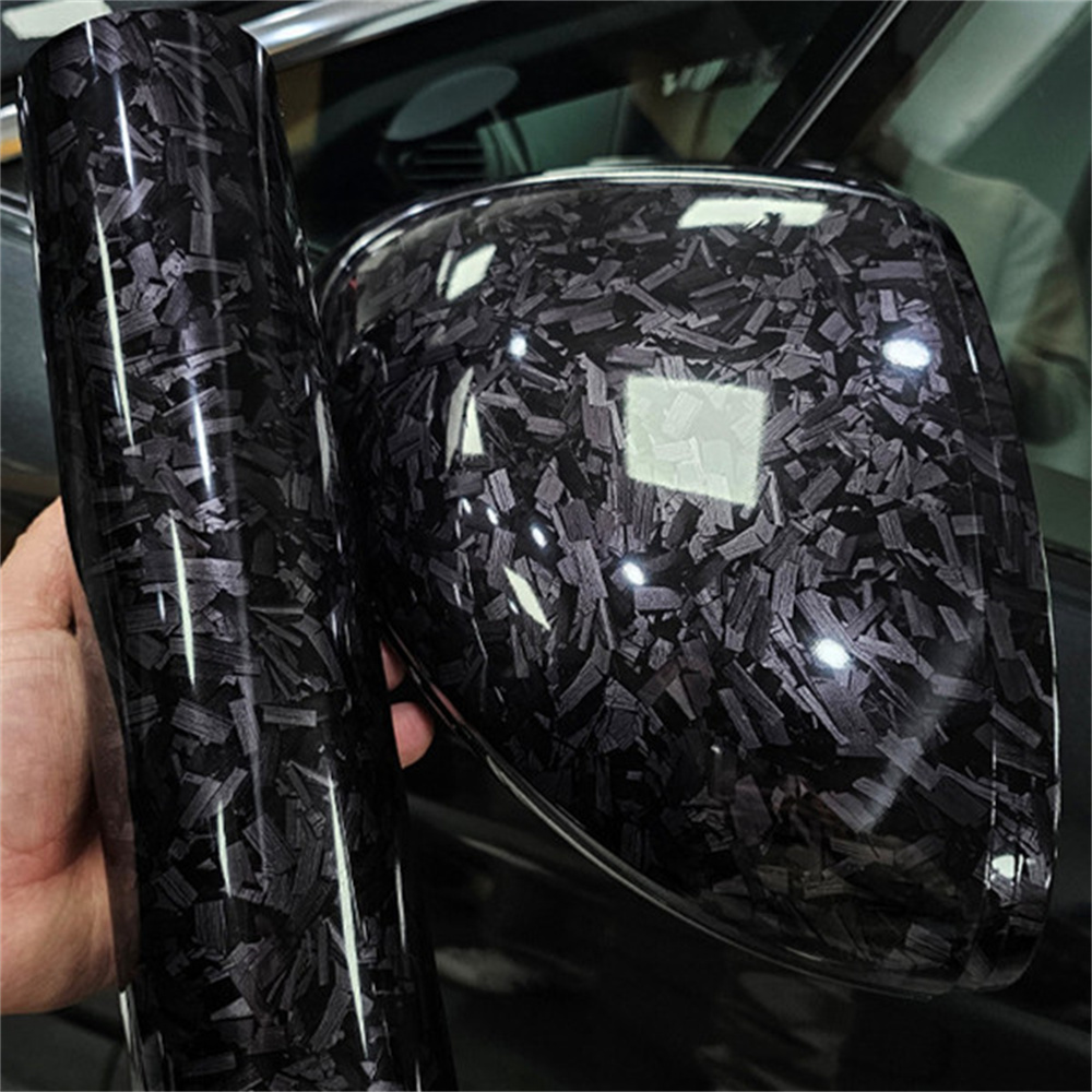 Glossy Black PET Forged Carbon Fiber Vinyl Wrapping Film DIY Styling Car Wrap Stickers For Motorcycle Bicycle