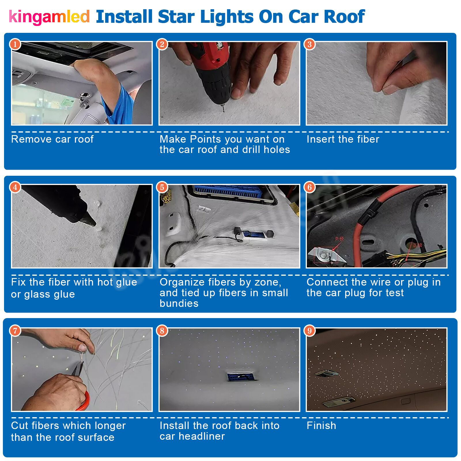Mini 6W Twinkle  Fiber Optic Star Ceiling Light Kit RGBW APP Control Car Star Light Roof  for Starry Sky Fiber Optic Ceiling