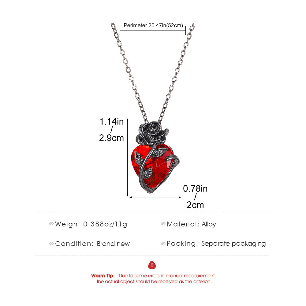 Love Rose Necklace With Gothic Dark Design And Entangled Flower Heart Shaped Collar