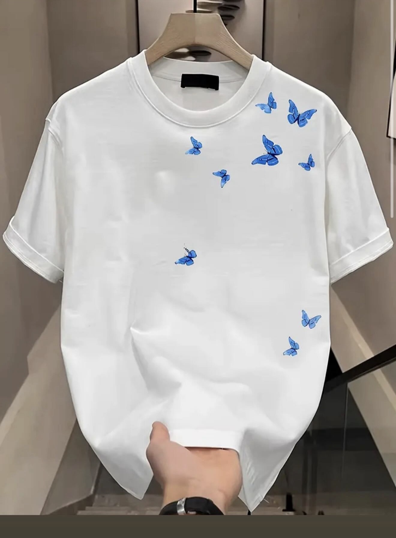 T-shirt me flutura blu – stil minimalist & modern