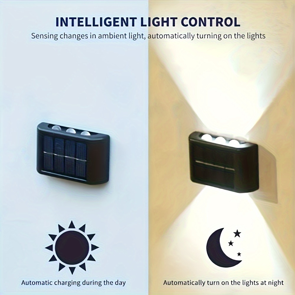 1-2pc 6/10 LED Solar Outdoor Wall Decorative Landscape Lighting Light Fixtures Suitable For Courtyard Villa Fence Terrace Garden