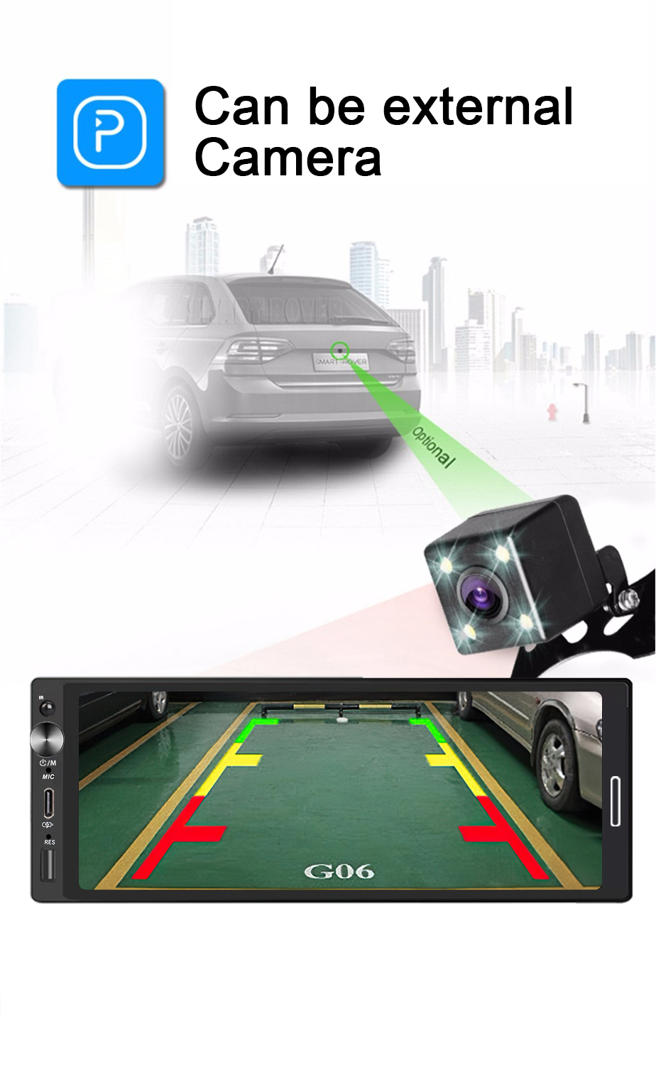 IPS 6.9 Inch 1Din Wireless Or wired Carplay Android Auto Car Radio Multimedia MP5 Player 1 Din DVD Bluetooth Stereo USB Charging