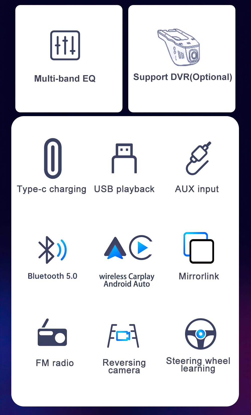 IPS 6.9 Inch 1Din Wireless Or wired Carplay Android Auto Car Radio Multimedia MP5 Player 1 Din DVD Bluetooth Stereo USB Charging